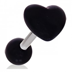 Cartilage hélix, tragus 89 - Cœur noir en acrylique
