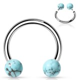Piercing micro-circulaire 36 - Deux boules en turquoise