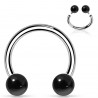 Piercing micro-circulaire 36 - Deux boules en onyx