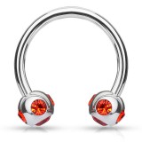 Piercing micro-circulaire 35 - Cinq cristaux rouges