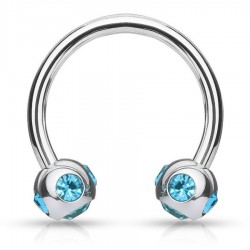 Piercing micro-circulaire 35 - Cinq cristaux bleu-clair