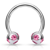 Piercing micro-circulaire 35 - Cinq cristaux roses
