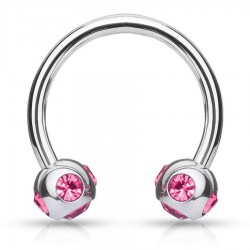 Piercing micro-circulaire 35 - Cinq cristaux roses