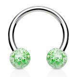 Piercing micro-circulaire 13 - UV paillettes boules vertes