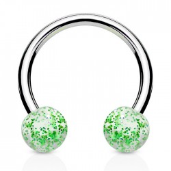 Piercing micro-circulaire 13 - UV paillettes boules vertes