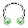 Piercing micro-circulaire 13 - UV paillettes boules vertes
