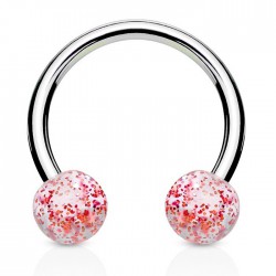 Piercing micro-circulaire 13 - UV paillettes boules rouges