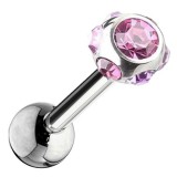 Cartilage hélix, tragus 92 - Cinq cristaux roses