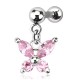Cartilage hélix, tragus 161 - Papillon pendant cristal rose