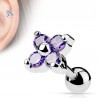 Cartilage hélix, tragus fleur en cristal lilas (95)