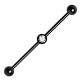 Piercing industriel 95 - Plaqué-titane noir boule cristal au centre