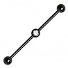 Piercing industriel 95 - Plaqué-titane noir boule cristal au centre