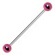 Piercing industriel 96 - Plaqué-titane boules lilas