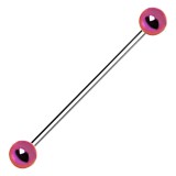 Piercing industriel 96 - Plaqué-titane boules lilas