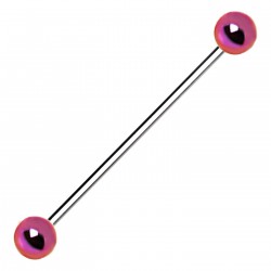 Piercing industriel 96 - Plaqué-titane boules lilas