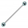 Piercing industriel 96 - Plaqué-titane boules bleu-clair