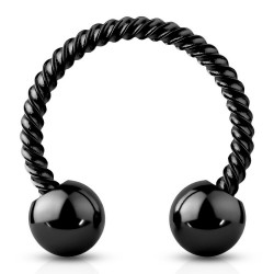 Piercing micro-circulaire 15 - Plaqué-titane noir tige vrillée