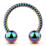 Piercing micro-circulaire 15 - Plaqué-titane rainbow tige vrillée