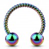 Piercing micro circulaire tige vrillée effet rainbow embouts boule (15)
