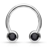 Piercing micro-circulaire 115 - Boule cristal noir de face