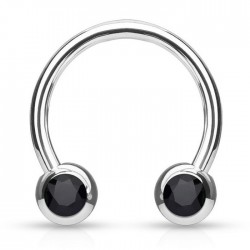 Piercing micro-circulaire 115 - Boule cristal noir de face