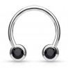 Piercing micro-circulaire 115 - Boule cristal noir de face