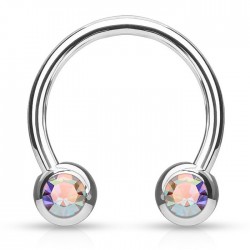 Piercing micro-circulaire 115 - Boule cristal aurora de face