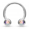Piercing micro-circulaire 115 - Boule cristal aurora de face
