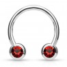 Piercing micro-circulaire 115 - Boule cristal rouge de face