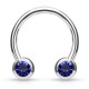 Piercing micro-circulaire 115 - Boule cristal bleu de face