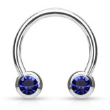 Piercing micro-circulaire 115 - Boule cristal bleu de face