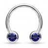 Piercing micro-circulaire 115 - Boule cristal bleu de face