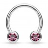 Piercing micro-circulaire 115 - Boule cristal rose de face