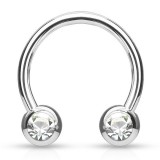 Piercing micro-circulaire 115 - Boule cristal transparent de face