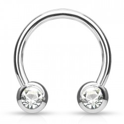 Piercing micro-circulaire 115 - Boule cristal transparent de face