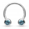 Piercing micro circulaire boule cristal bleu clair (115)