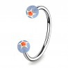 Piercing micro-circulaire 24 - UV étoile bleu-clair et orange