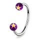 Piercing micro-circulaire 24 - UV étoile lilas et jaune