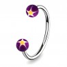 Piercing micro-circulaire 24 - UV étoile lilas et jaune