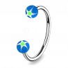Piercing micro-circulaire 24 - UV étoile bleu-clair et vert