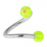 Piercing micro-spirale 16 - Boules étoiles vert-pomme et roses