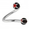 Piercing micro spirale avec embouts boule étoiles noires et rouges (16)