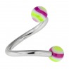 Piercing micro-spirale 15 - Boules striées lilas et vertes