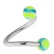 Piercing micro-spirale 15 - Boules striées bleues et vertes
