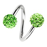 Piercing micro-spirale 33 - Boules féridos vert-pomme