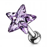 Cartilage hélix, tragus 132 - Cristal étoile lilas