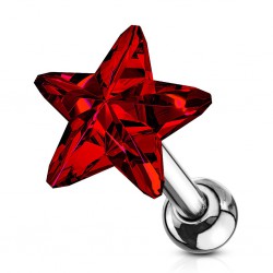 Cartilage hélix, tragus 132 - Cristal étoile rouge