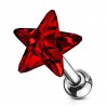 Cartilage hélix, tragus 132 - Cristal étoile rouge