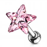 Cartilage hélix, tragus 132 - Cristal étoile rose