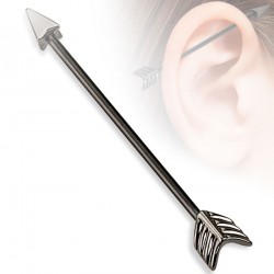 Piercing industriel 116 - Plaqué-titane noir flèche